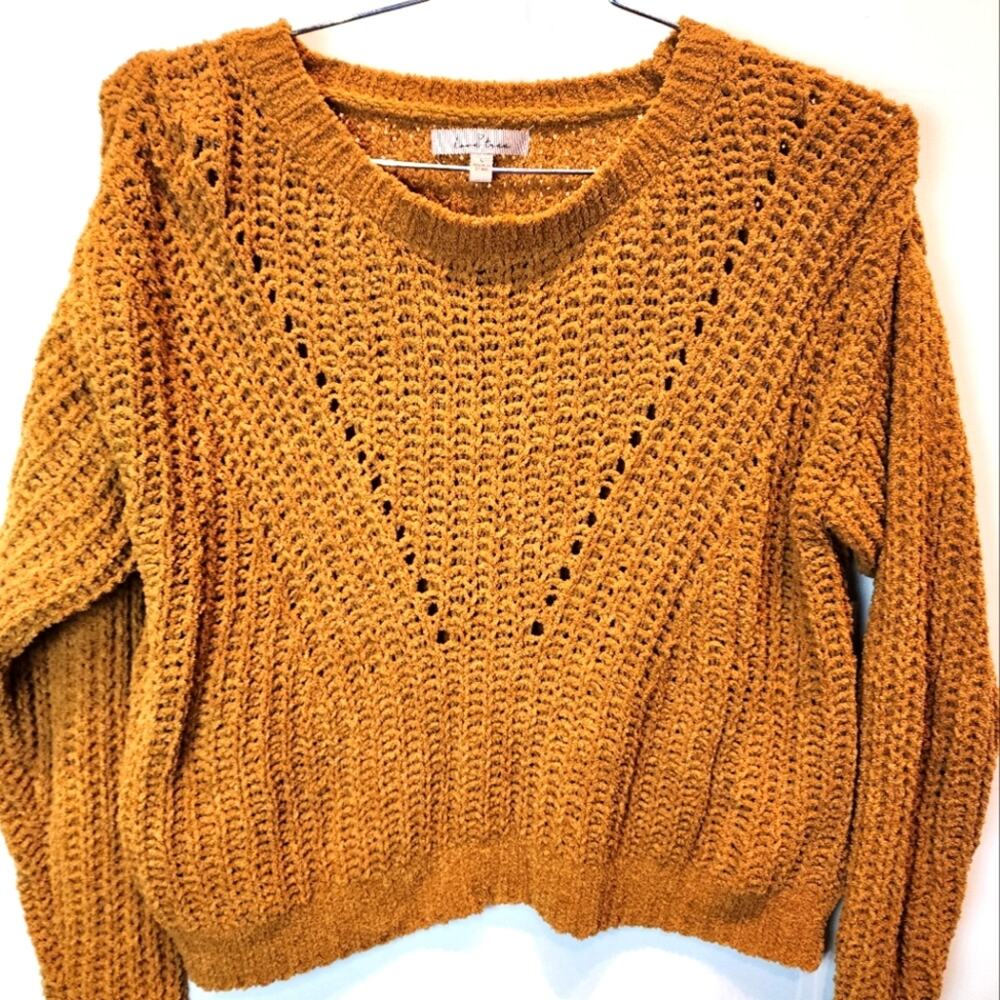Love Tree Boxy Oversized Mustard Sweater Soft‎ Cozy Women's Size L